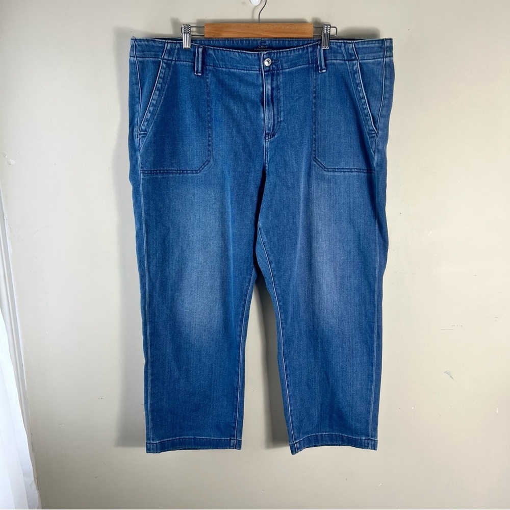 Chico's Blue Crop High Rise Utility Jeans US 20 Plus Stretch Straight Leg